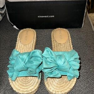 Nine West Women's Teal Slide Sandals
